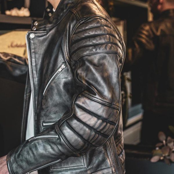 Rocker Leather Motorcycle Jacket in Used Black - Age of Glory
