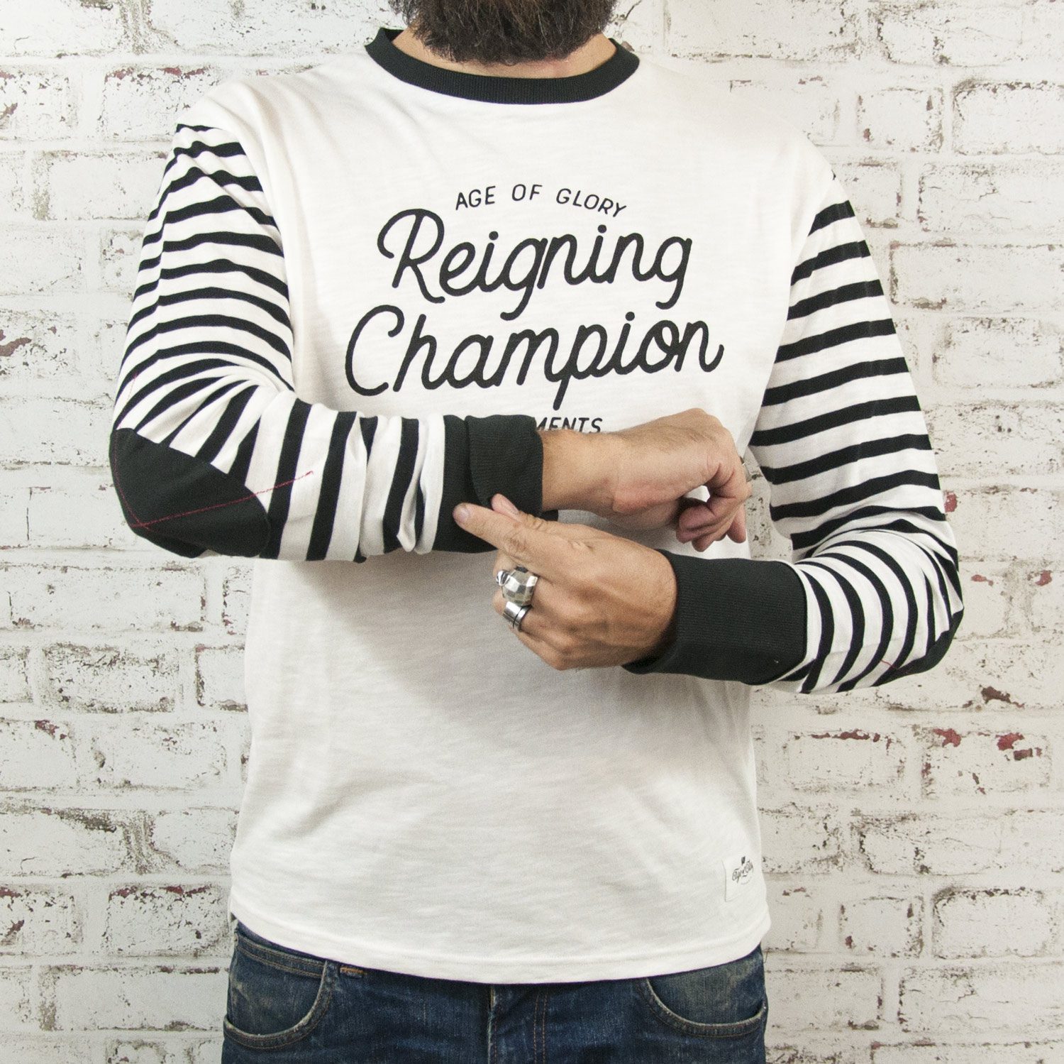 champion striped long sleeve tee